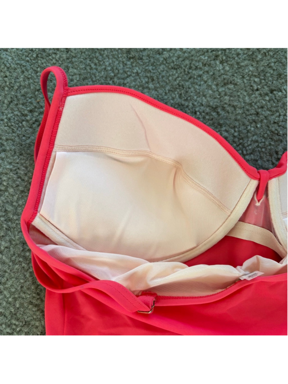 EUC Victorias Secret Bright Coral Twiat Front Strappy Tankini Top Padded Cups34D - Picture 6 of 9